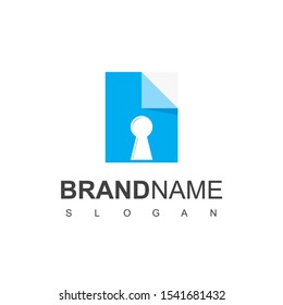 File Secure Logo Design With Key Hole Symbol