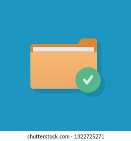 File security, file and check mark icon, flat design vector illustration