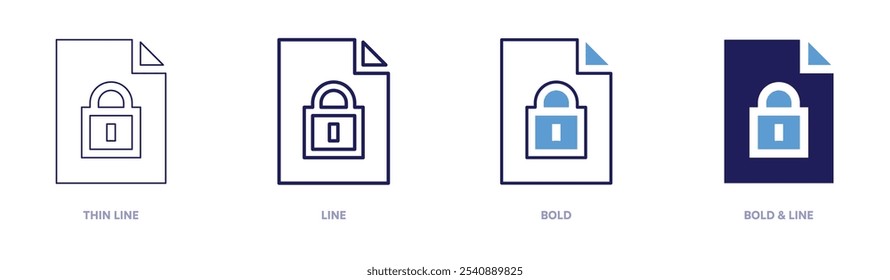 File security encryption icon in 4 different styles. Thin Line, Line, Bold, and Bold Line. Duotone style. Editable stroke.