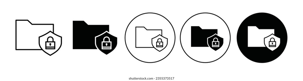 File security icon. Computer online document storage server protection from antivirus or hacker symbol. Vector sign of web cloud folder data secure safe guard. Flat logo set of padlock with shield