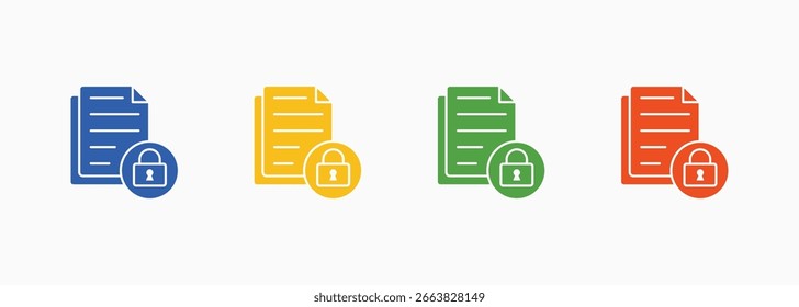 Icono de seguridad de archivos Establecer color Colección de estilos múltiples