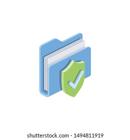 File security. Vector 3d isometric, color web icons set, new flat style. Creative illustration design, idea for infographics.