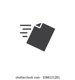 File send vector icon. filled flat sign for mobile concept and web design. Sending document simple solid icon. Symbol, logo illustration. Pixel perfect vector graphics