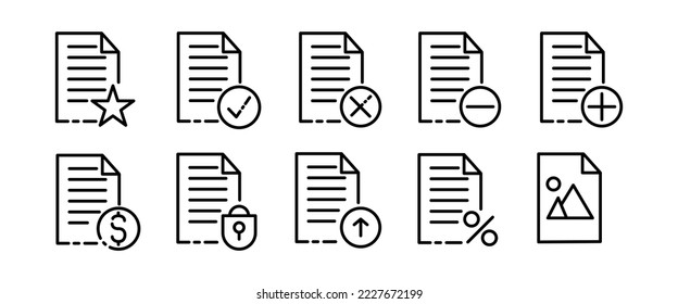 File set icon. Upload and download data, favorite material, like, privacy, network settings, file setup, favourite. Data set concept. Vector black set icon on a white background for Business