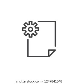 File setting outline icon. linear style sign for mobile concept and web design. Paper document and gear simple line vector icon. Symbol, logo illustration. Pixel perfect vector graphics