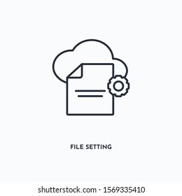 file setting outline icon. Simple linear element illustration. Isolated line file setting icon on white background. Thin stroke sign can be used for web, mobile and UI.