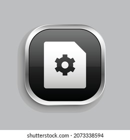 la configuración de archivos llena el diseño de iconos. Estilo botón brillante rectángulo redondeado aislado en fondo gris. Ilustración del vector