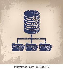 File share, data server design on old paper background, vector