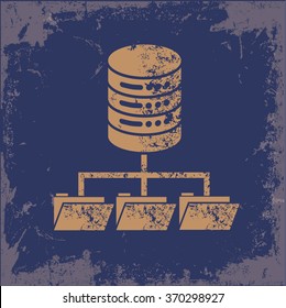 
File share, data server design on old paper background, vector