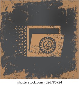 File share design on old paper background, vector