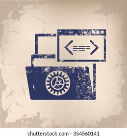 
File share design on old paper background, vector