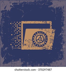 
File share design on old paper background, vector