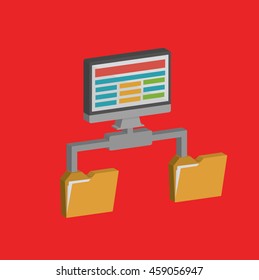 File share info graphic on red background,vector