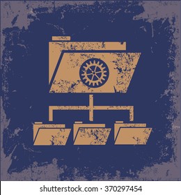 
File share, network design on old paper background,vector