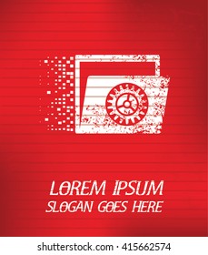 File share on red background,poster grunge design
