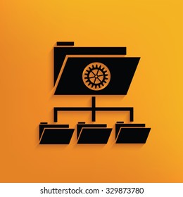 File share on yellow background,clean vector