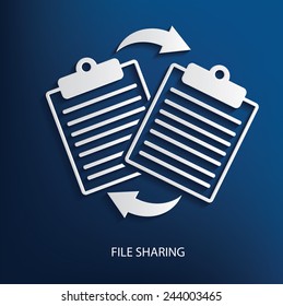 File share symbol on blue background, clean vector