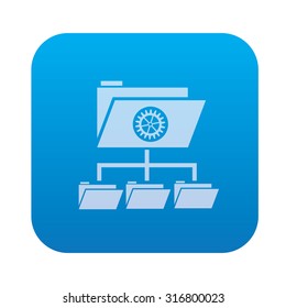 File share,network icon on blue background,clean vector