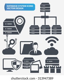 File share,Networking and database server icon set design,clean vector