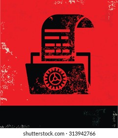 File share,Networking design on red background, grunge vector