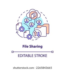 File sharing concept icon. Free access to project. Version control advantage abstract idea thin line illustration. Isolated outline drawing. Editable stroke. Arial, Myriad Pro-Bold fonts used