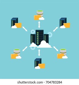 File sharing. Data center. File management. Client server communication. Networking.