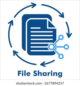 File sharing dual tone icon. Online document, team collaboration, data transfer, and digital communication symbol.