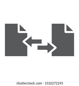 File sharing glyph icon, document and computer, file sending sign, vector graphics, a solid pattern on a white background, eps 10.