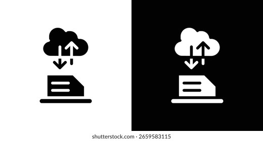 Icono de intercambio de archivos en conjunto de Vector sólido negro plano