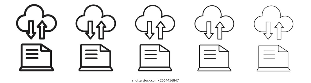 File sharing icon line art vector collection on white background