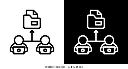 Icono De Compartir Archivos De Estilo De Línea En Blanco Y Negro