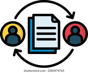 File Sharing Icon Lineal Color Vector Illustration