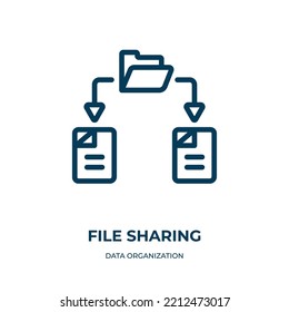 File sharing icon. Linear vector illustration from data organization collection. Outline file sharing icon vector. Thin line symbol for use on web and mobile apps, logo, print media.