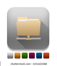 File Sharing Icon With Long Shadow Over App Button