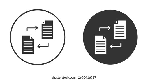 Icono de intercambio de archivos en versiones planas minimalistas modernas