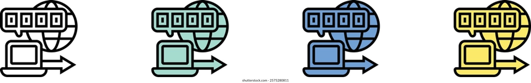 file sharing icon. Outline, Green, Blue and Yellow Style Design Isolated On White Background
