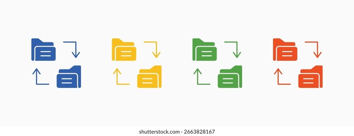 Conjunto de iconos de intercambio de archivos Color Colección de estilos múltiples
