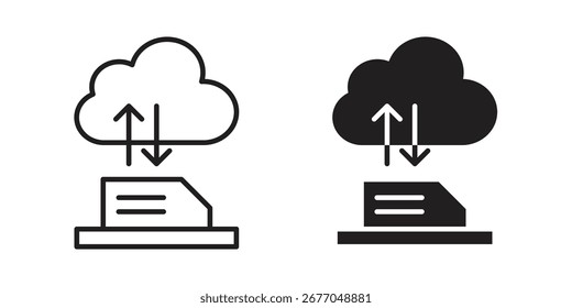 Conjunto de iconos de intercambio de archivos, arte de línea y diseño de glifos. Eps10