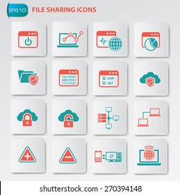 File sharing icon set on clean buttons
