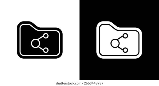 File sharing icon symbol in black and white color. Silhouette Styles.