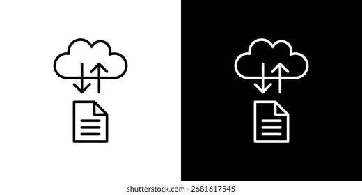Symbol für Dateifreigabe mit dünner Linie auf weißem Hintergrund. Bearbeitbare Strichvektorgrafik