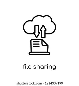File sharing icon. Trendy modern flat linear vector File sharing icon on white background from thin line Internet Security and Networking collection, editable outline stroke vector illustration