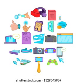 File sharing icons set. Cartoon set of 25 file sharing vector icons for web isolated on white background