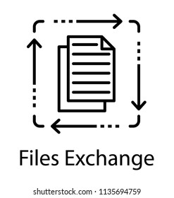 
File sharing network symbolising line icon
