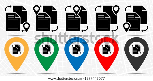 File sharing in style icon in location set. Simple
glyph, flat illustration element of web, minimalistic theme
icons