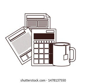 file sheet with calculator in white background