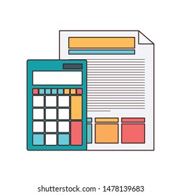 file sheet with calculator in white background