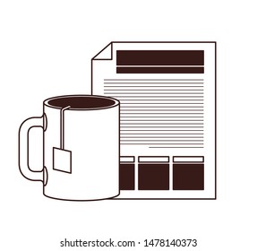 file sheet with coffee cup in white background