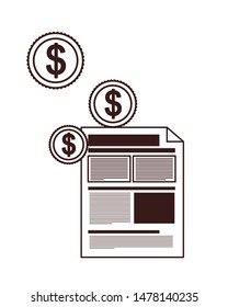file sheet with coin of dollar in white background