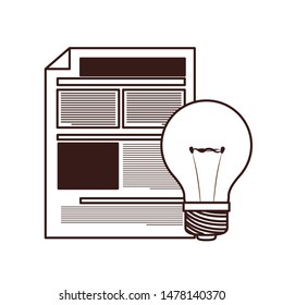 file sheet with light bulb in white background